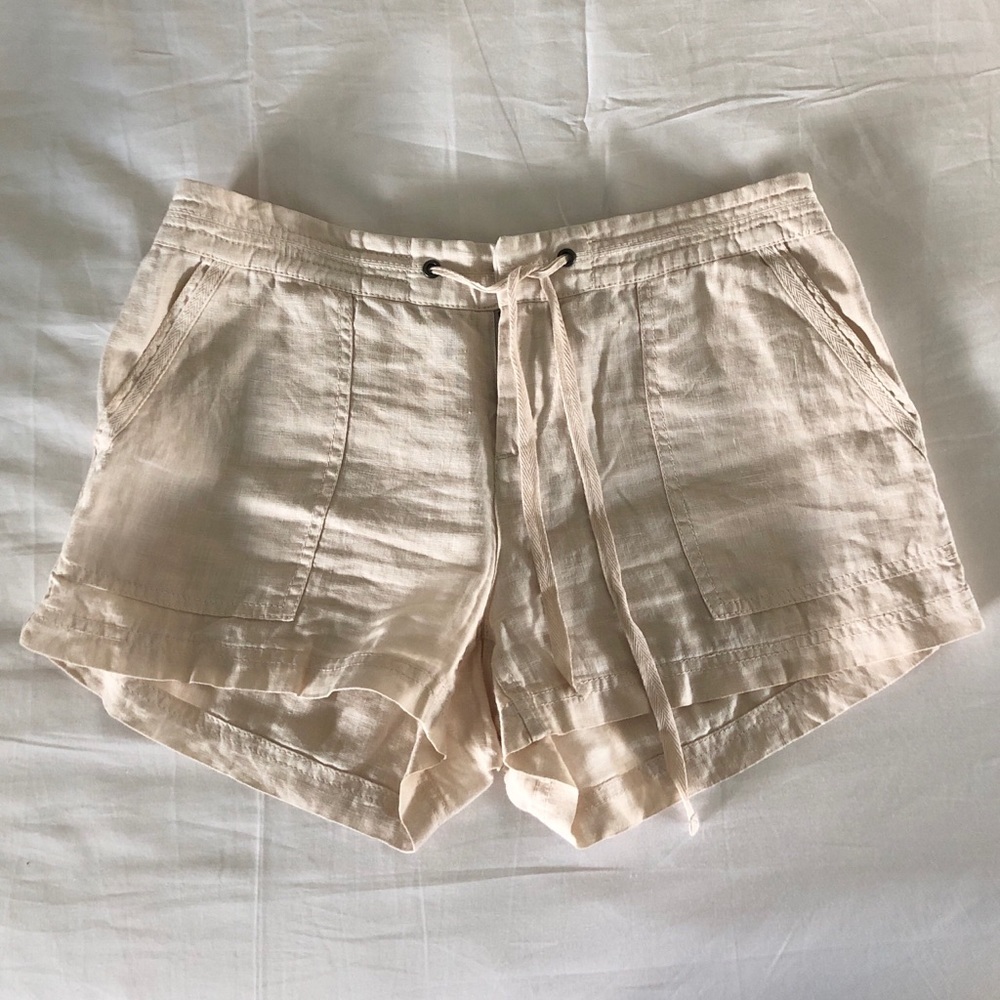 Joie Linen Light Beige Drawstring Linen Shorts
